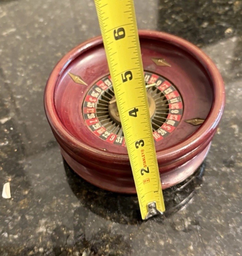 Antique Table Top Roulette Wheel Gambling Casino Game Wood German Original