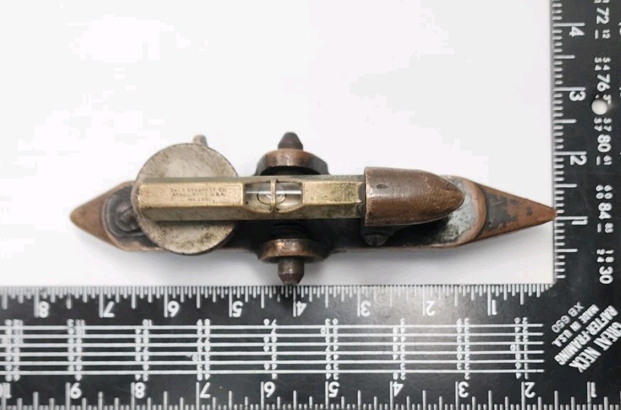 Unusual Bronze Inclinometer w/ Micrometer Adjustment & a Starrett No. 135 Level