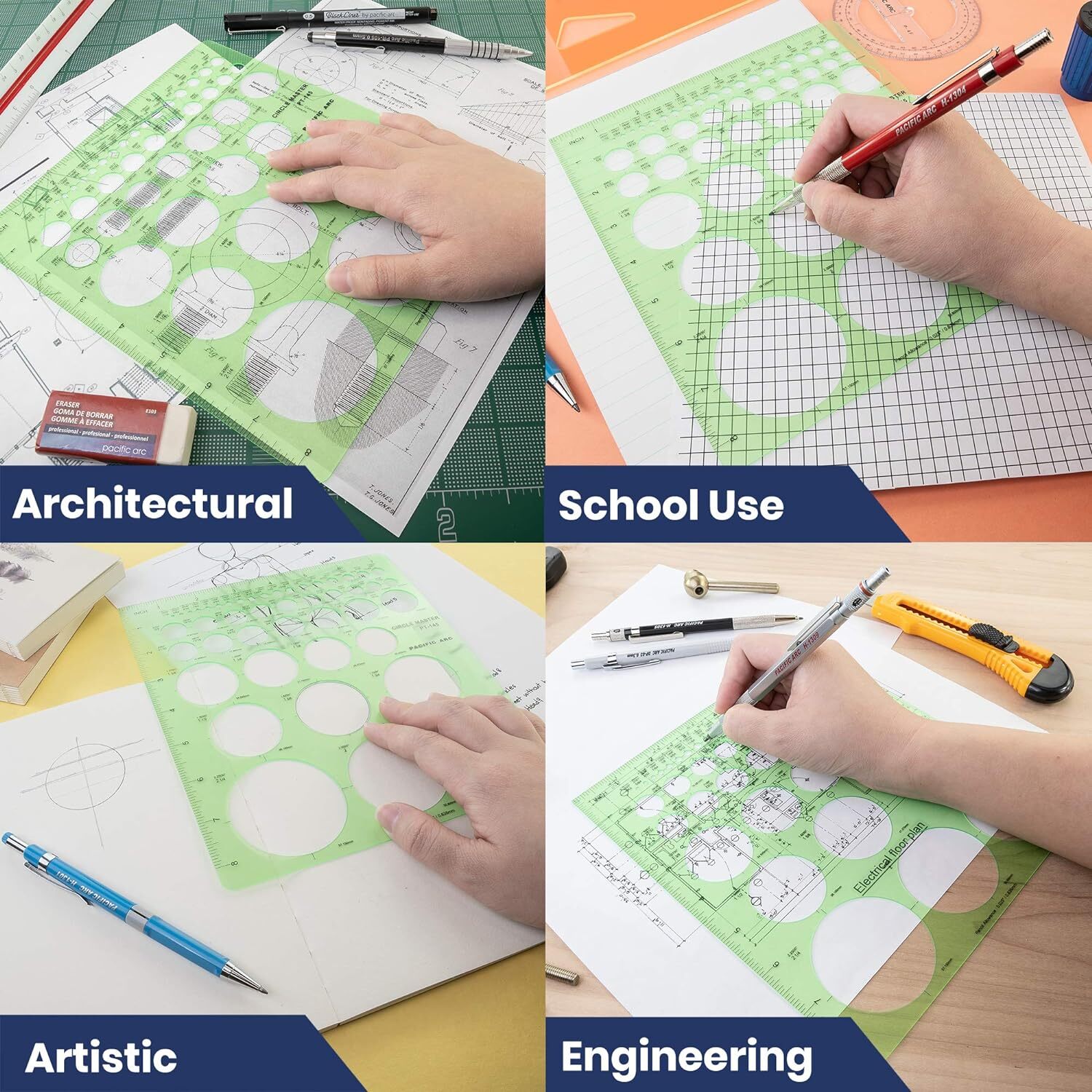 Pacific Arc Professional Circle Guide Template, 45 Circles from 1/16" to 2.25"
