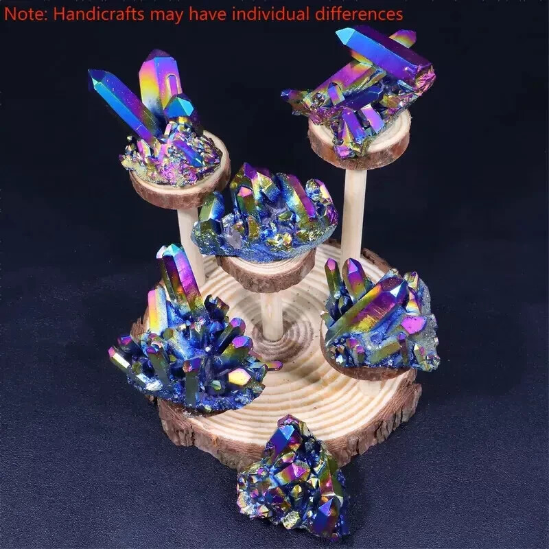 1pc Titanium Aura Rainbow Quartz Crystal Multicolor Cluster Healing Home Decor