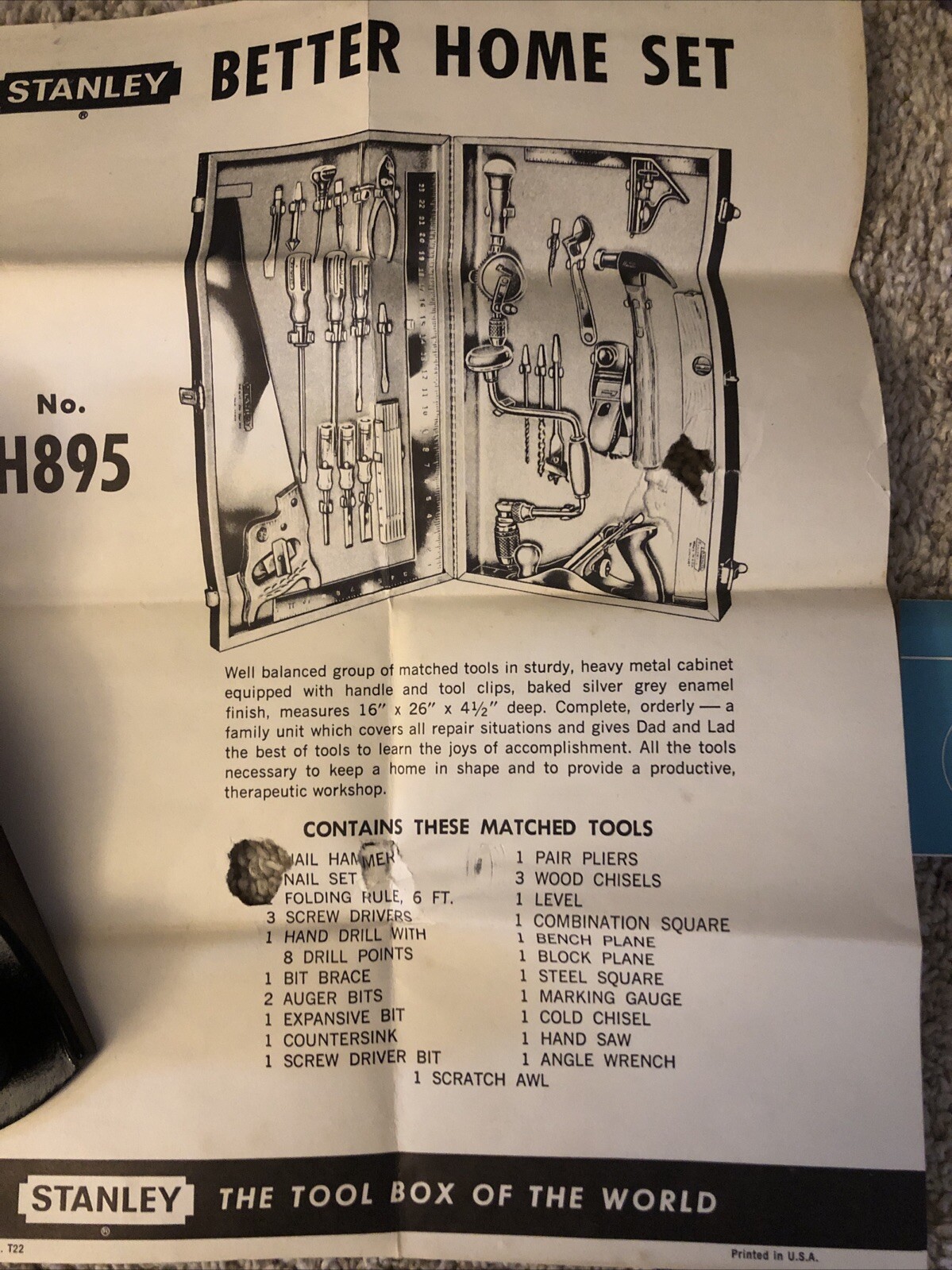 VTG Stanley Handyman Better Home Tool Cabinet H895 Tools Metal Case (FREE S&H)