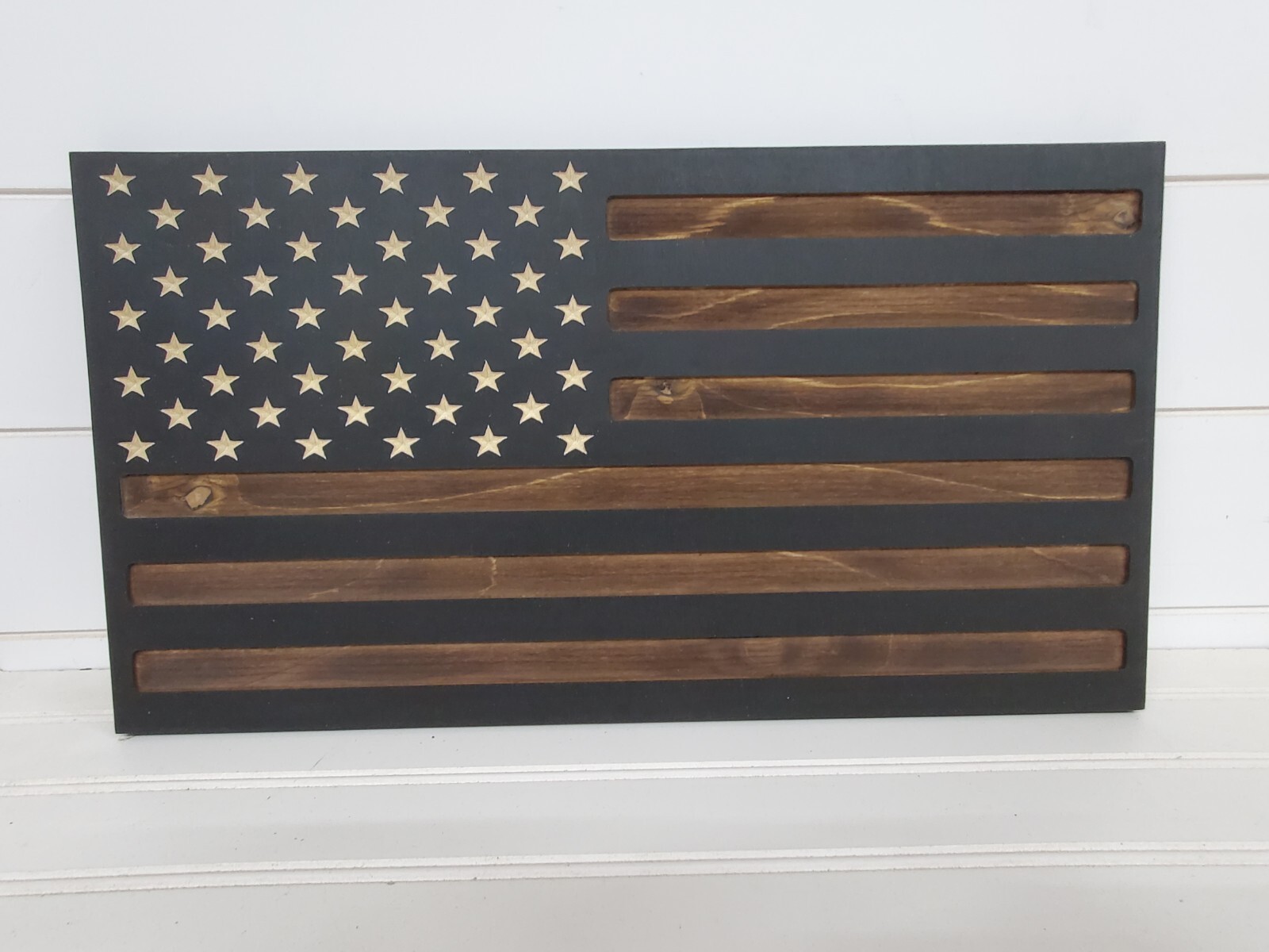 Dark Rustic | Hidden Gun Storage | Engraved American Concealment Flag | Safe
