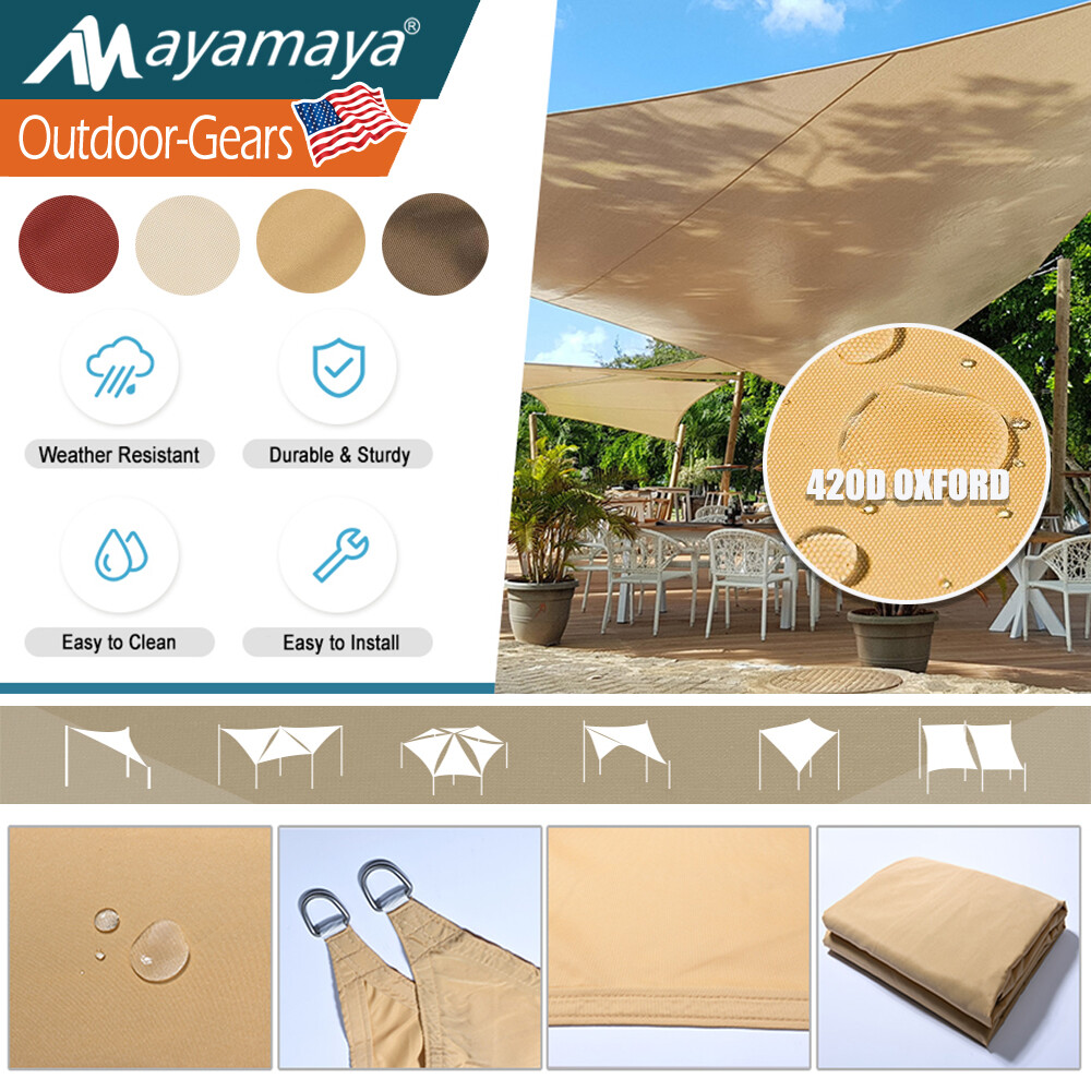 Waterproof Shade Sail Patio Awning Outdoor Garden Pool Sun Canopy Shelter Cover