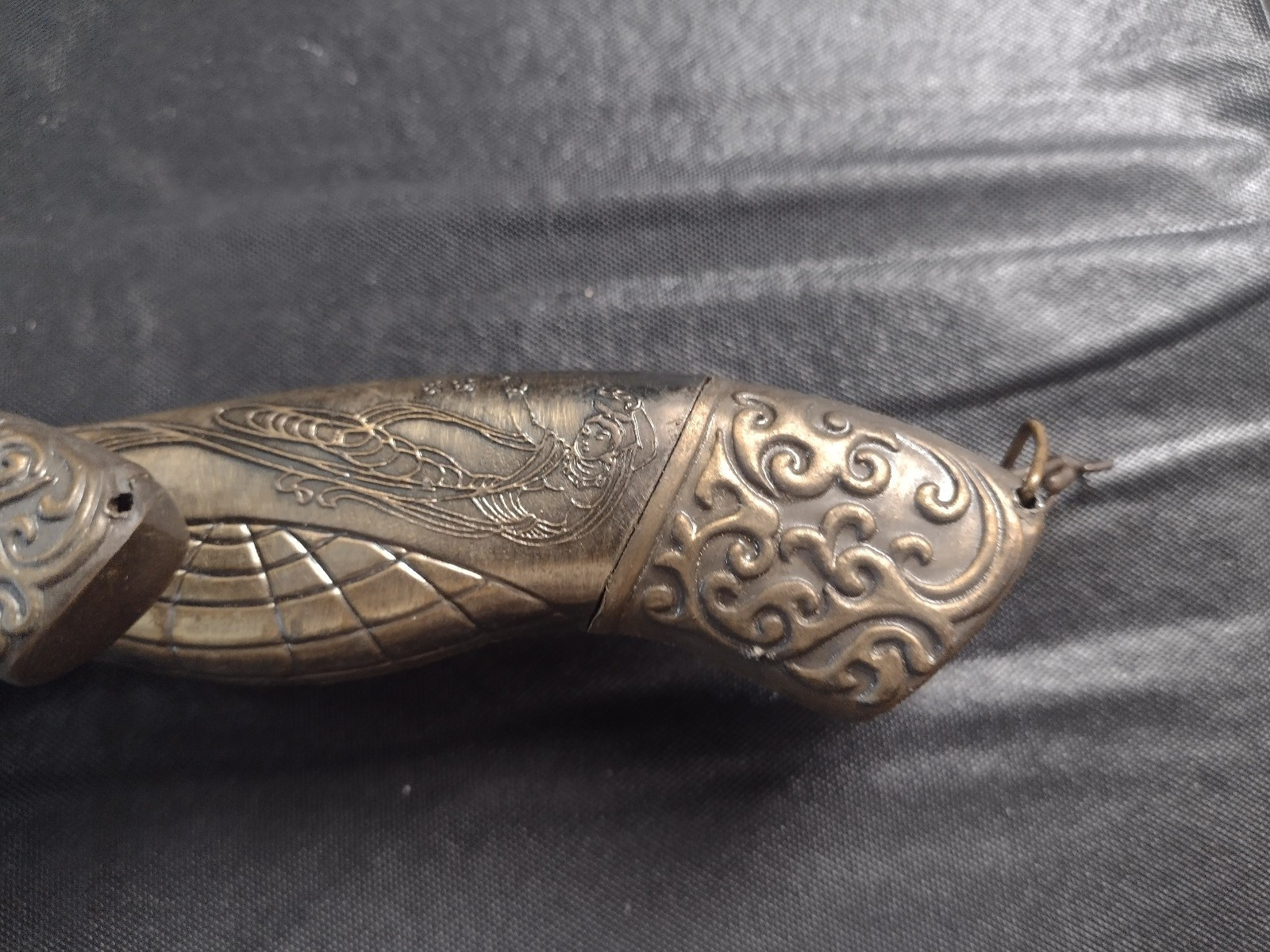 2 Decorative Ornate Brass Handled Dagger Knives with Brass PiggyBack Sheath