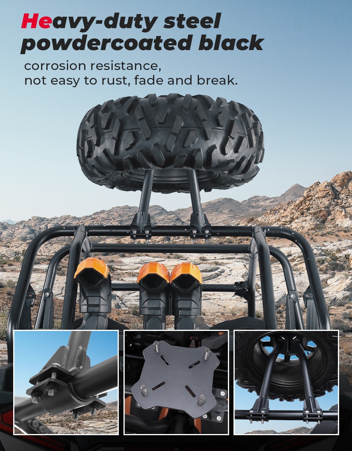 UTV Tire Carrier Mount Rack Holder Bracket for Polaris RZR XP 900 1000 570 800