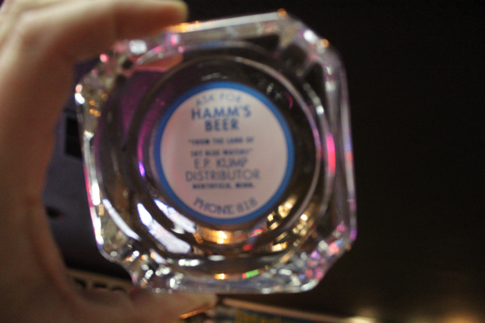 SCARCE 1950s HAMM'S BEER GLASS BAR ASHTRAY KUMP DRINK NORTHFIELD MINNESOTA BREW