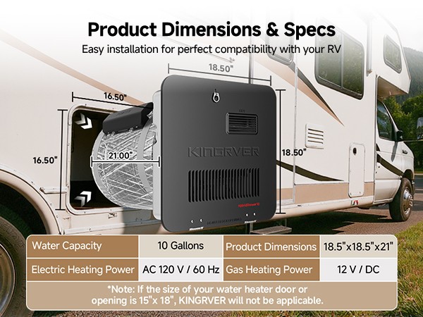 10 Gallon Gas & Electric & Hybrid RV Water Heater Replace Suburban 6/10 Gallon