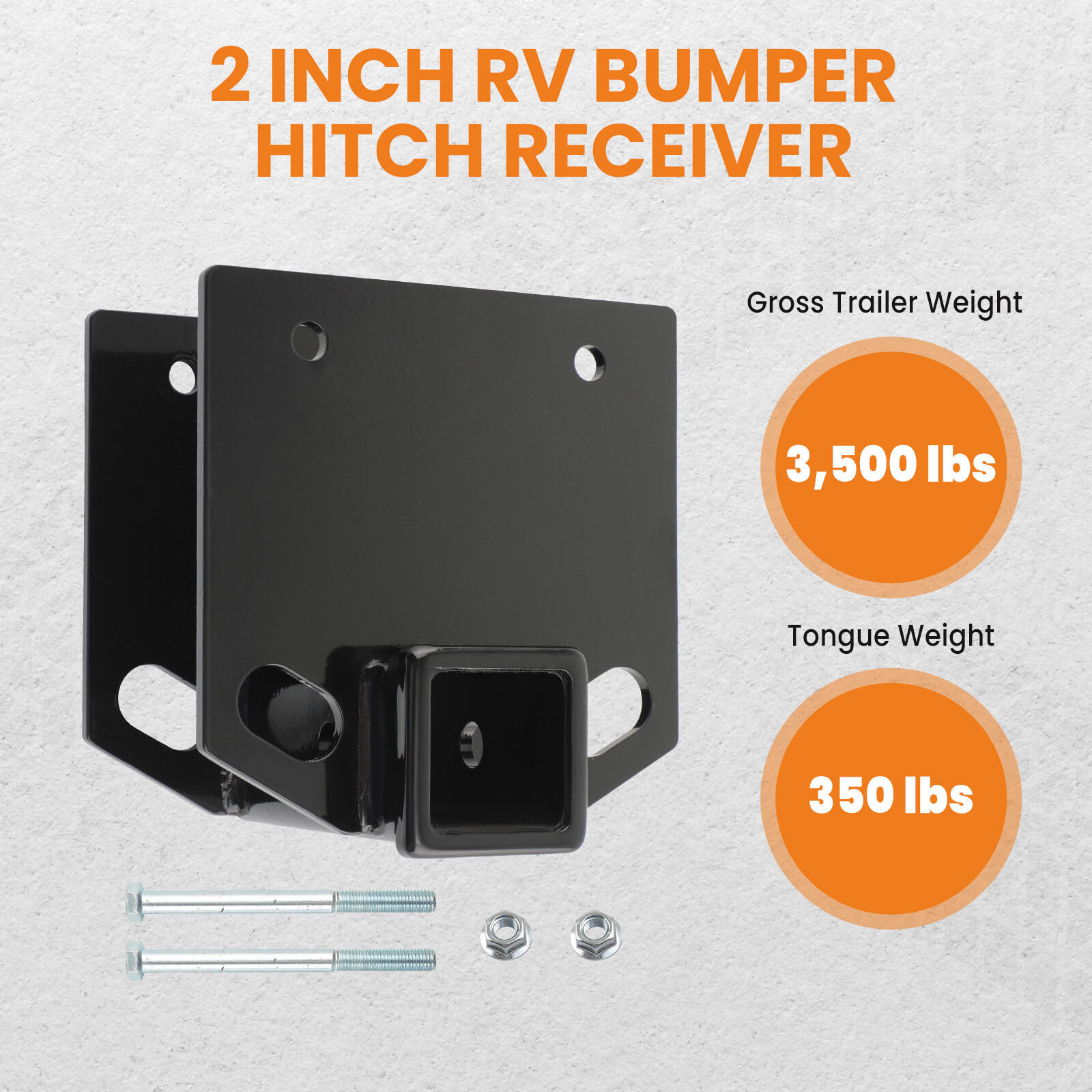 RV Bumper Trailer Hitch Receiver 2" for 4 X 4 Inches Square RV Bumper 3,500 lbs