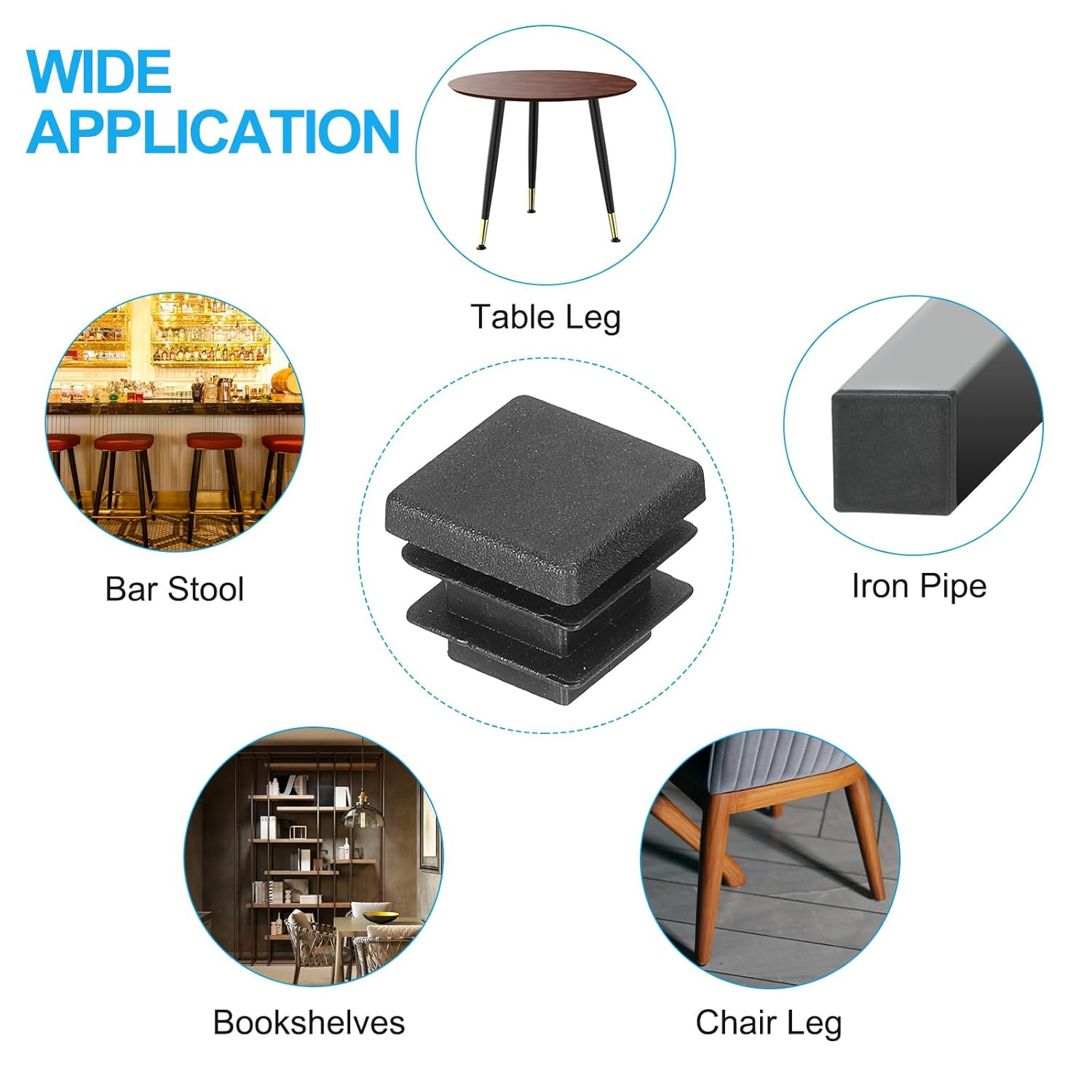 5/8 x 5/8 Plastic Tubing End Caps Square Hole Plug Inserts