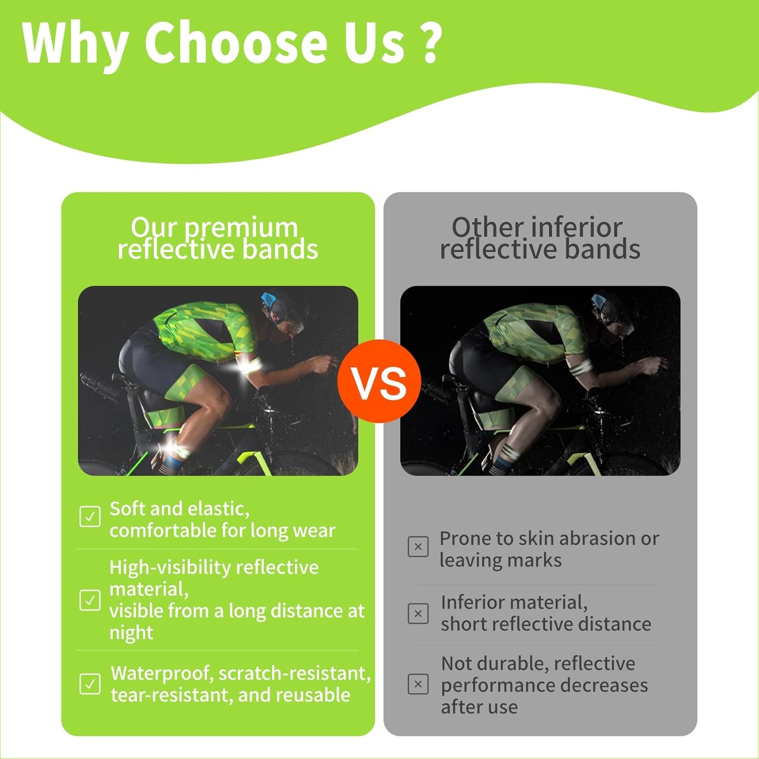 4 Pack of High Visibility Reflective Bands Wristbands for Cycling Running Arm...