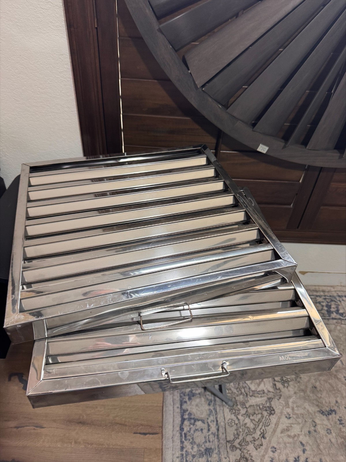 Two AROL Stainless Steel Commercial Hood Filters 19x19 Grease Baffle Restaurant