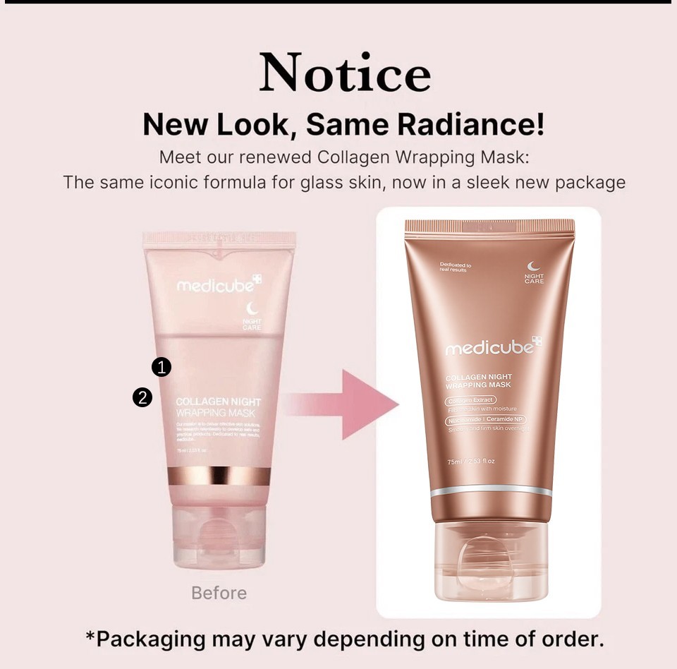MEDICUBE Collagen Night Wrapping Mask 2.53 fl oz + Silicone Brush Exp 01/2028