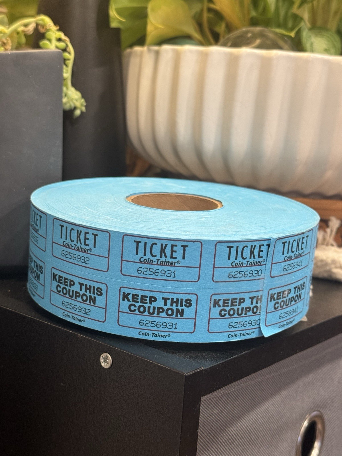 Coin-Tainer Double Ticket Drawing Keep Coupon Carnival Fair Festival Raffle 2000