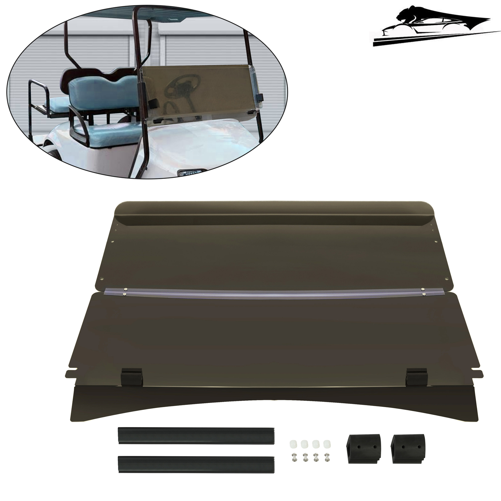 For 2014 + EZGO TXT Golf Cart Fold Down Folding Tinted Windshield W/ Hardware