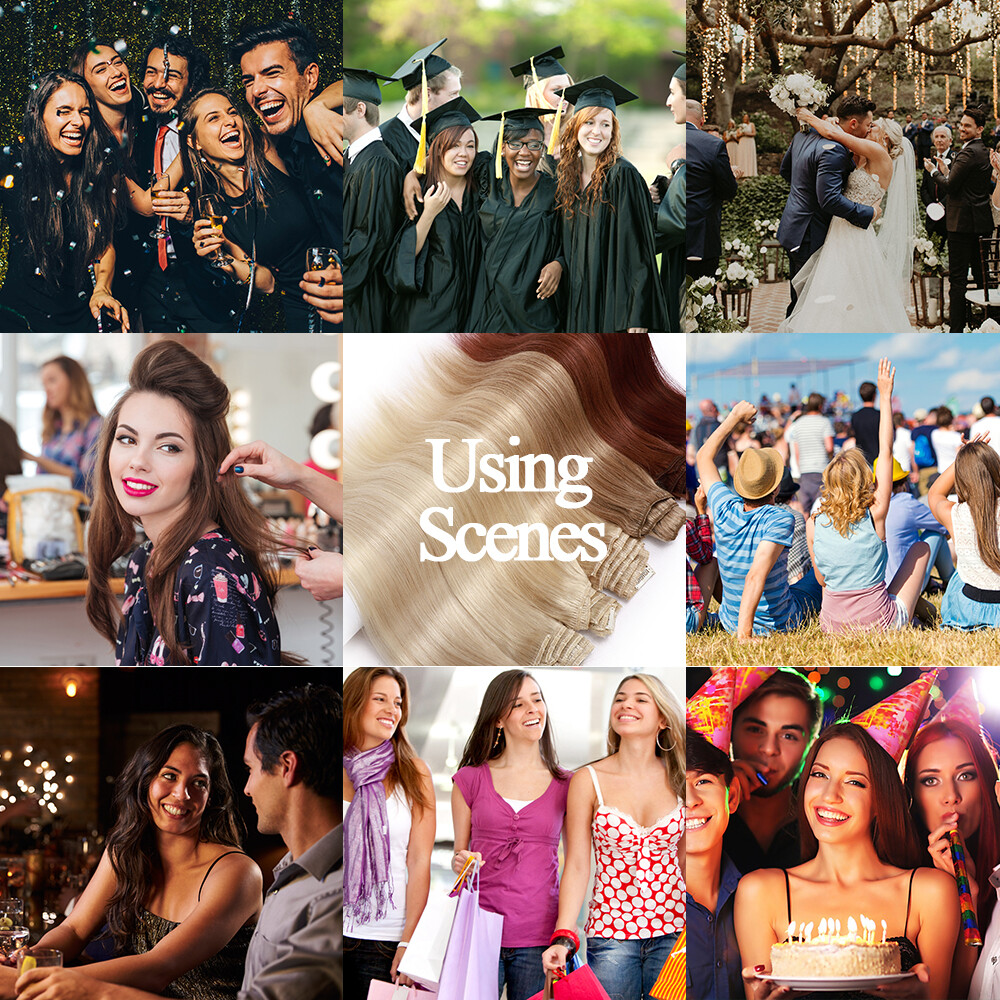 CLEARANCE Clip in 100% Real Human Hair Extensions 8 Pieces Remy Full Head 8"-24"