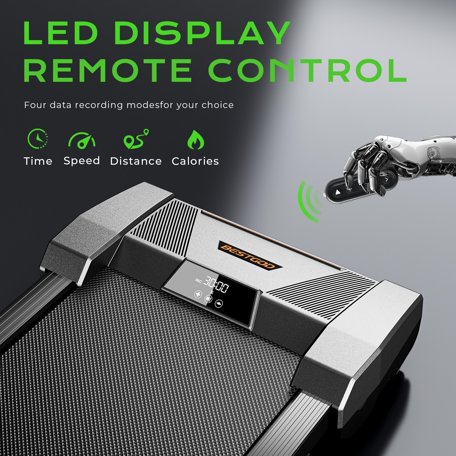 Auto Incline Treadmill 0-13% Slope 450LBS Capacity 2.5HP Quiet Motor LED Remote