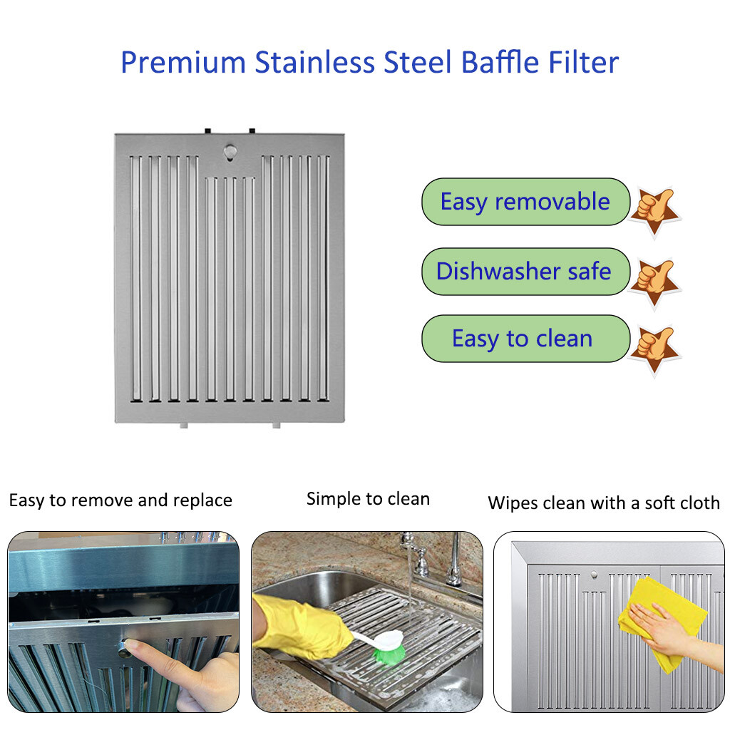 30" Wall Mount Range Hood Stainless Steel 450CFM Kitchen Over Stove Vent w/ LEDs