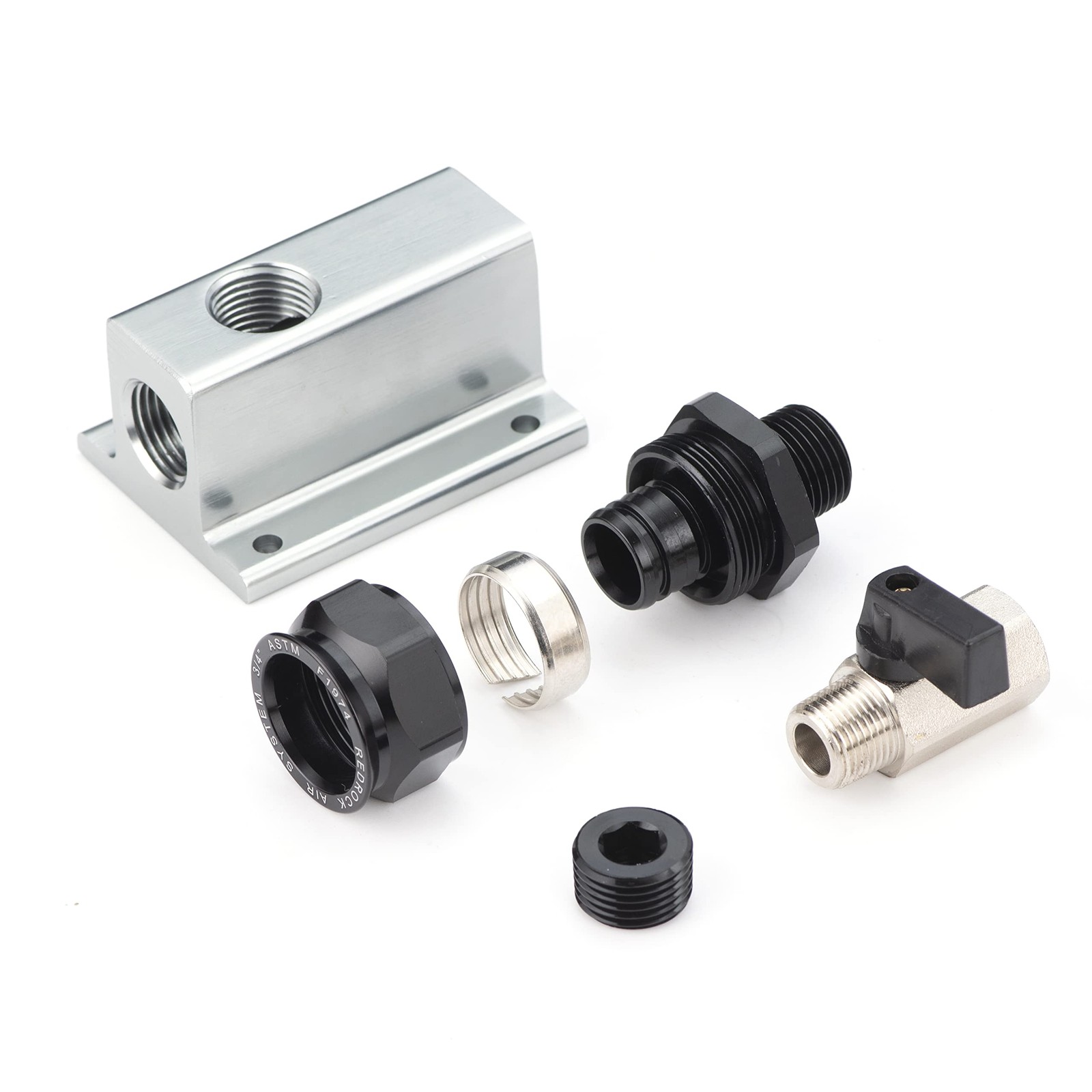 3/4 Air Compressor Outlet Kits with for 3/4" Shop Line Kit, Silver