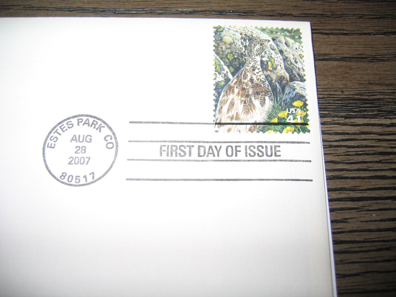 2007 Alpine Tundra White Tailed Ptarmigan and Avens replica Golden Cover Stamp