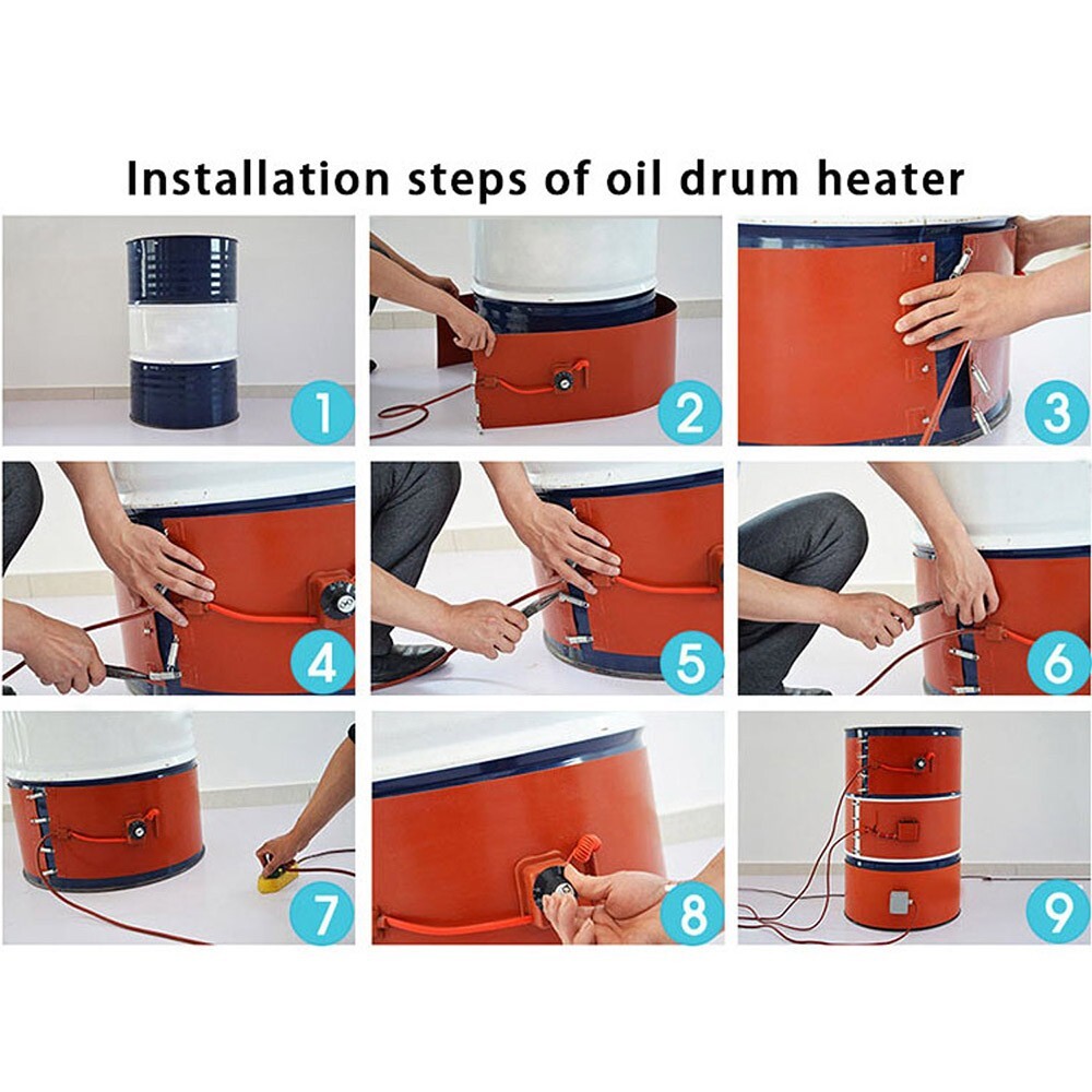 110V Oil Drum Heater Silicone Heating Blanket 1740*250*1.8mm Rubber Heater 2000W