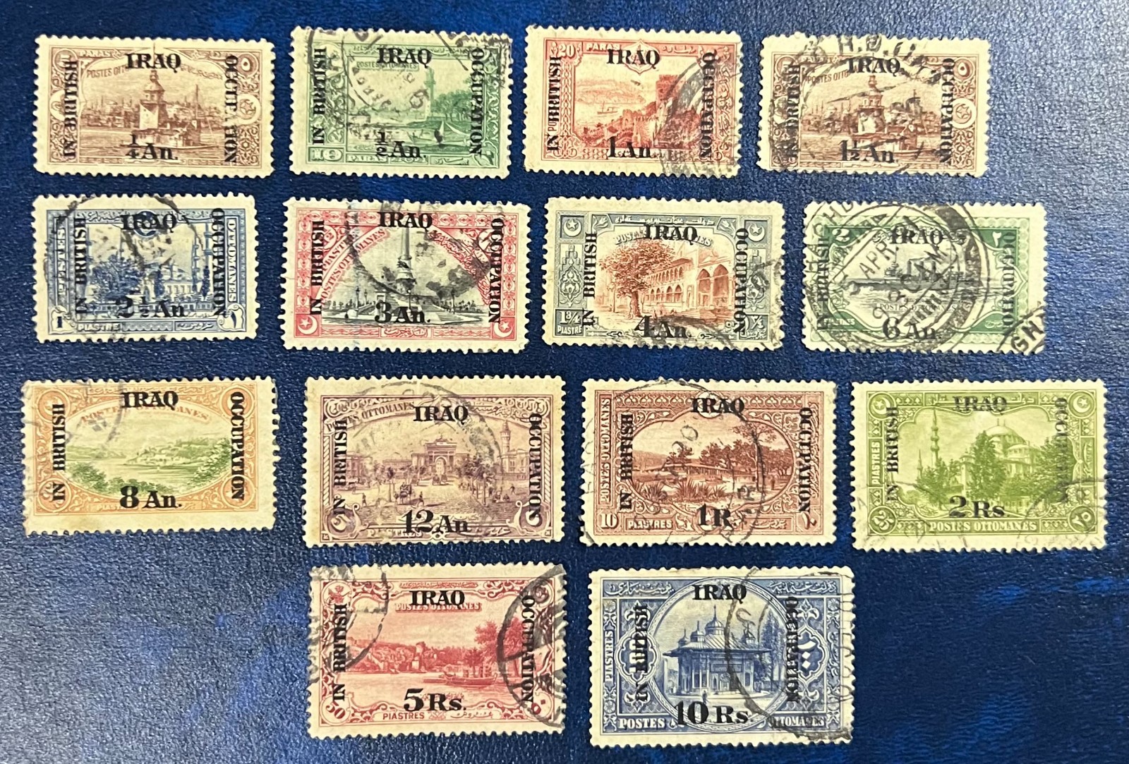 IRAQ , 1918 Biritish Occupation in Iraq  Set 14 Stamps - USED