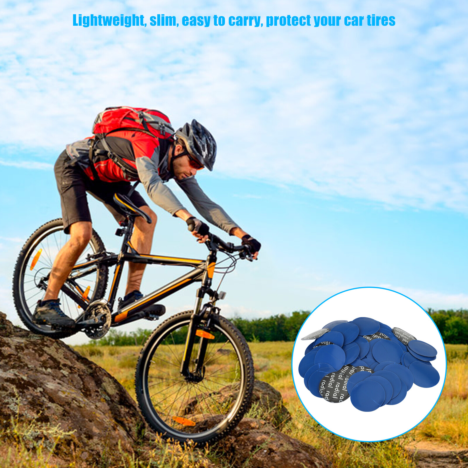 100 PCS Medium Size 1- 3/4" Round Radial Rubber Car Tire Repair Tyre Patches Kit