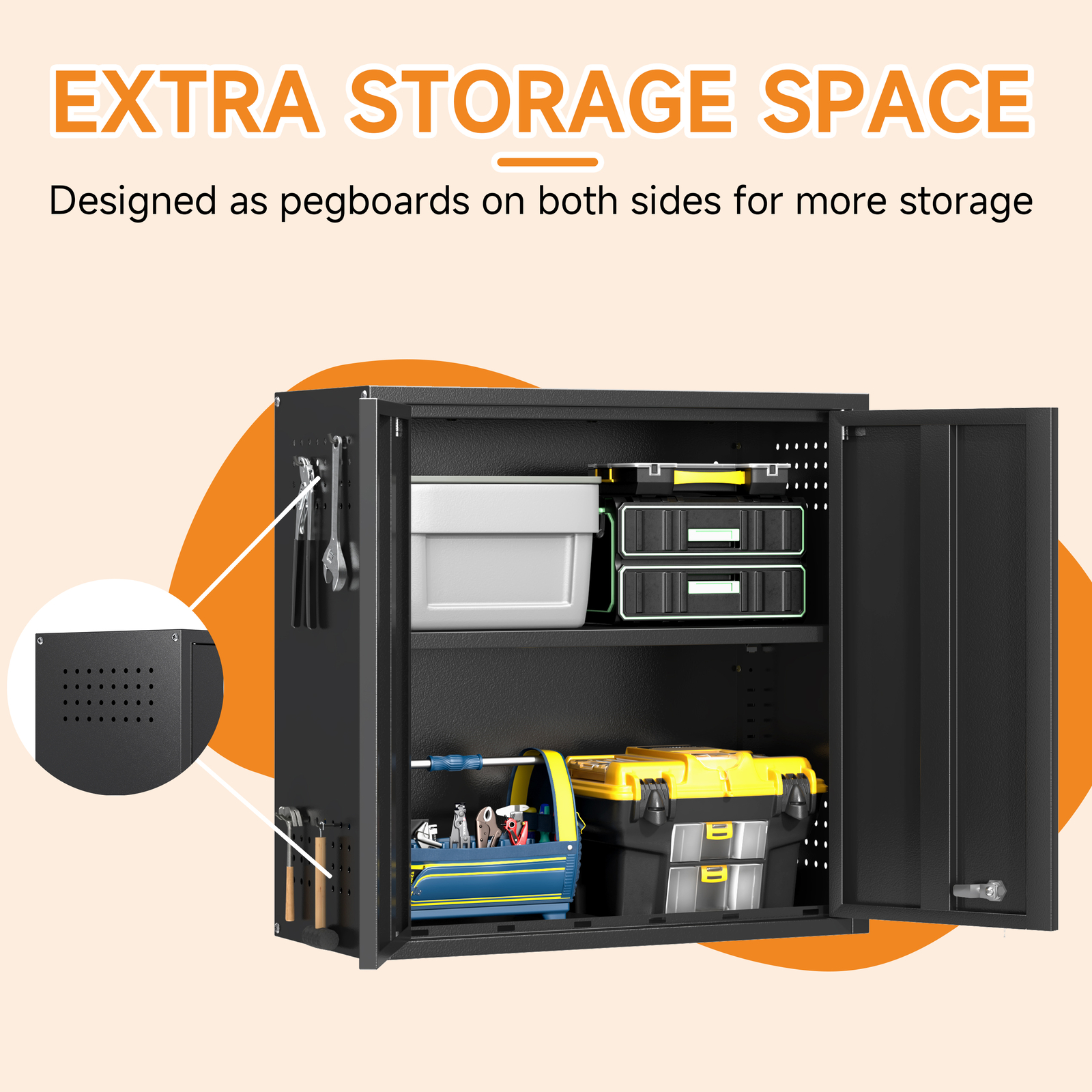 Wall Mounted Metal Lockable Storage Cabinet Garage Wall Cabinet Tool Cabinet