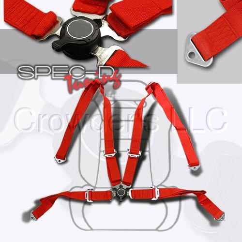 NRG Seat Belt 4 Point Safety Harness Kit Cam Lock Red