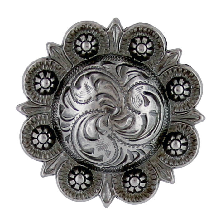 Set of 6 WESTERN SADDLE HORSE TACK ANTIQUE ENGRAVED BERRY CONCHOS screw back