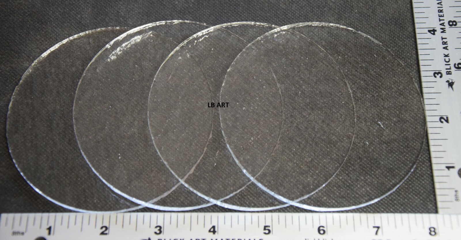 4 - 4" CIRCLES OF CLEAR BULLSEYE 3mm THICK GLASS 90 COE TESTED COMPATIBLE