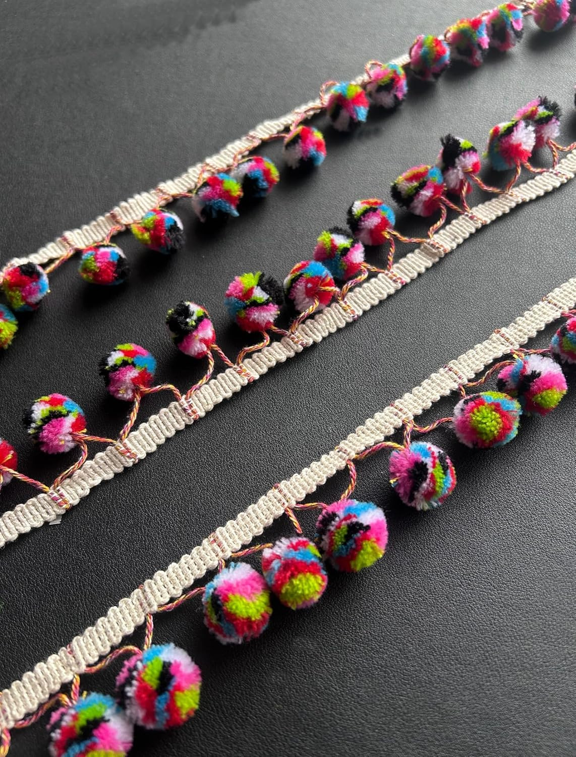 Decorative 3 Yards 20Mm Wide Pom Pom Ball Fringe Trim Ribbon Trim Fringe Tassel