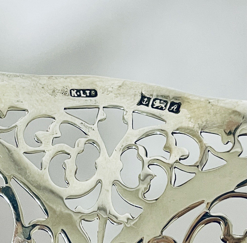 Matching Pair Antique Vintage Solid Sterling Silver Bonbon Dishes / Bowls