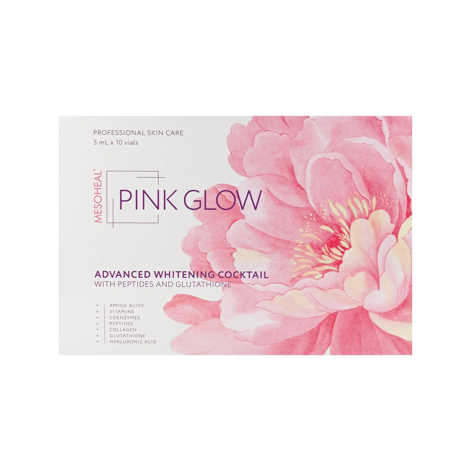 Mesoheal Pink Glow Whitening Cocktail with Peptides and Glutathione K-Beauty