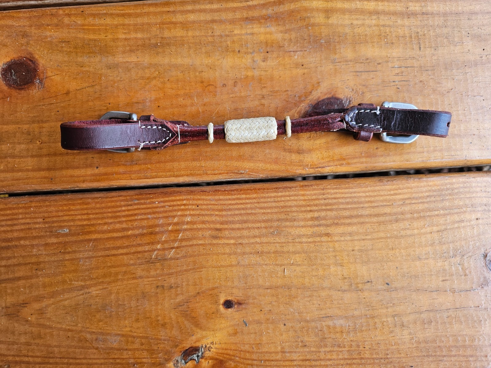 New 1/2" Round Latigo Leather Curbs with Rawhide and buckle Ends