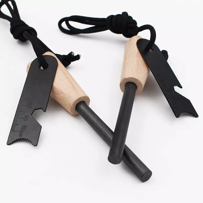 2Pc Fire Starter Flint Steel Striker Survival Kit Ferro Rod Outdoor Camping Tool
