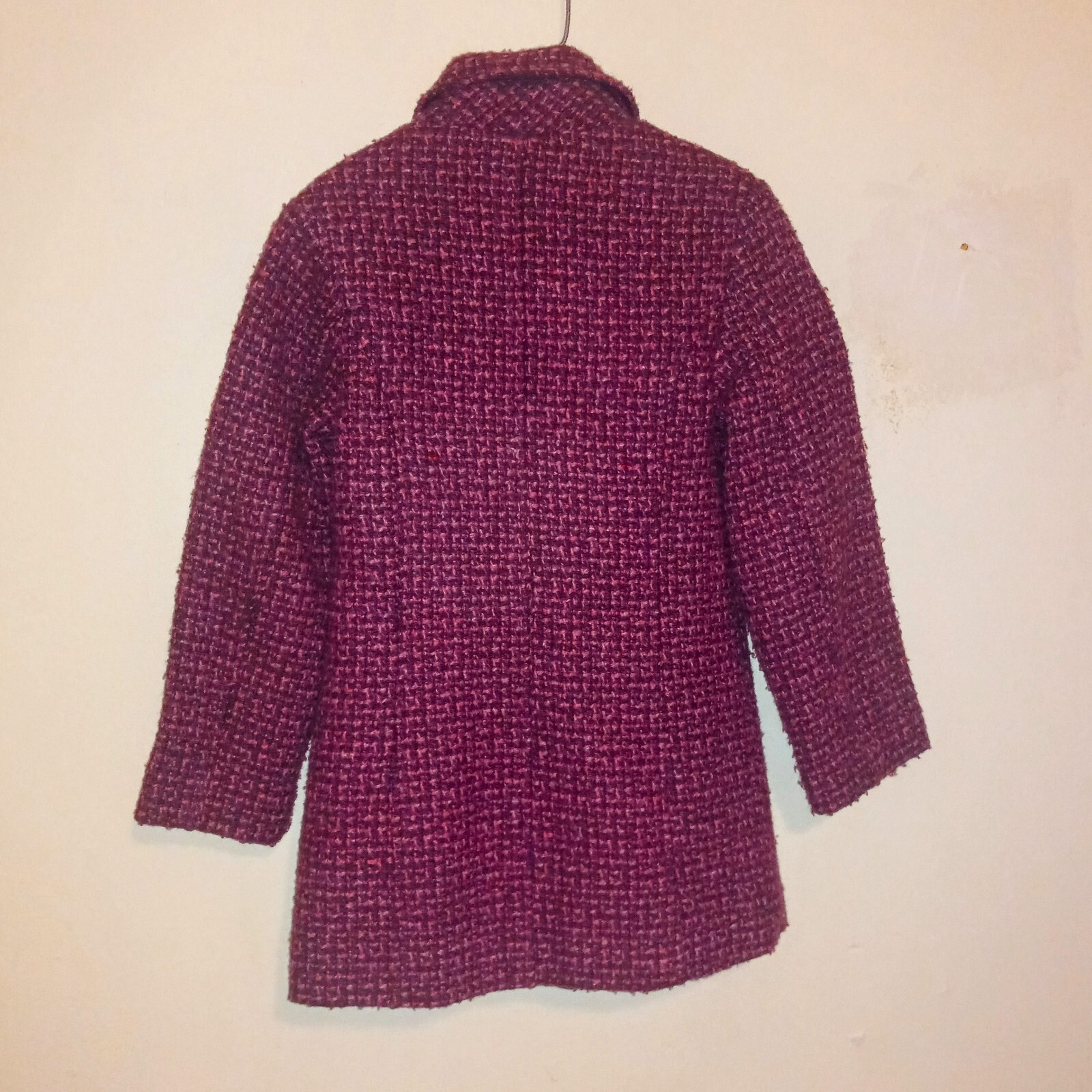 Dollhouse Pink Single Breasted Tweed Peacoat-Size XS-Pockets-Lined-Flower Button