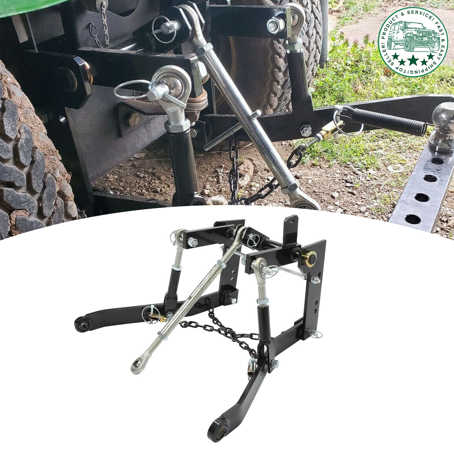 Steel 3 Point Hitch Kit For John Deere 140 300 317 W/Closed Frame Receiver Hook