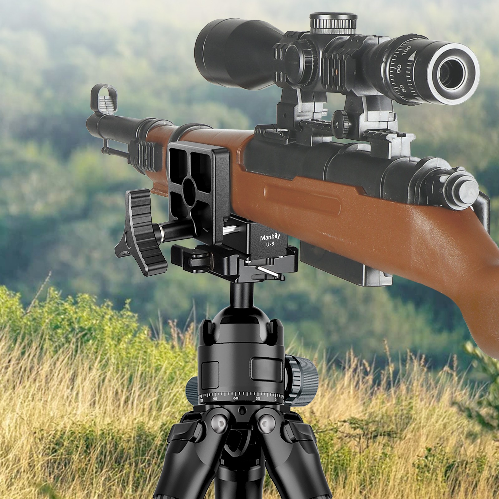 Manbily Saddle Mount Rifle Clamp Adapter for Hunting Tripod Arca Swiss QR Plate