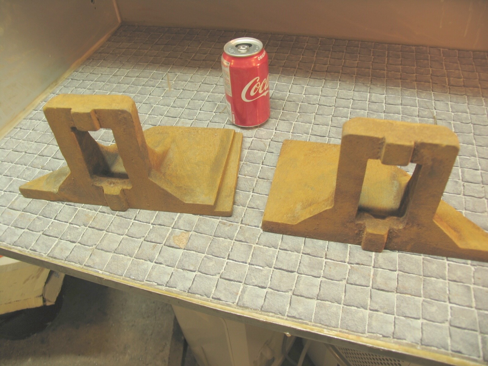 Pair Heavy Cast Iron Supports, right angle plates, 45 deg. base. #8-47A