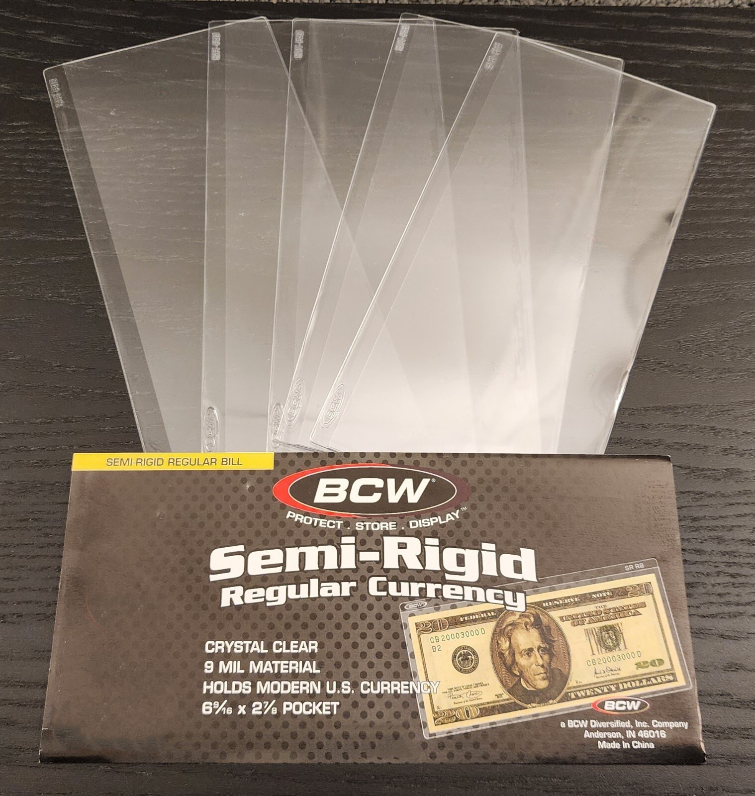 5 BCW SR-RB Semi-Rigid Regular Bill Currency Sleeves for US Small Size Notes
