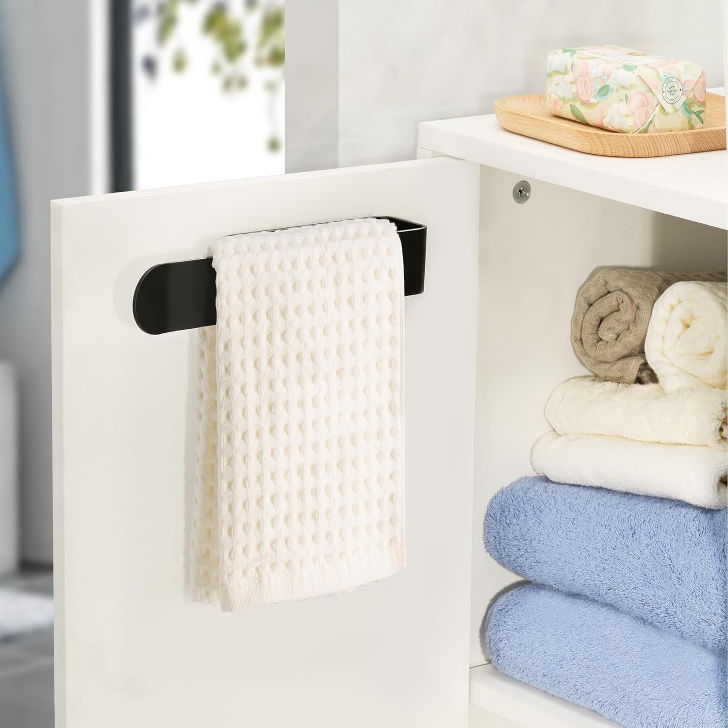 8 Inch Hand Towel Holder, Self Adhesive Towel Bar for Bathroom, Rustproof Alumin