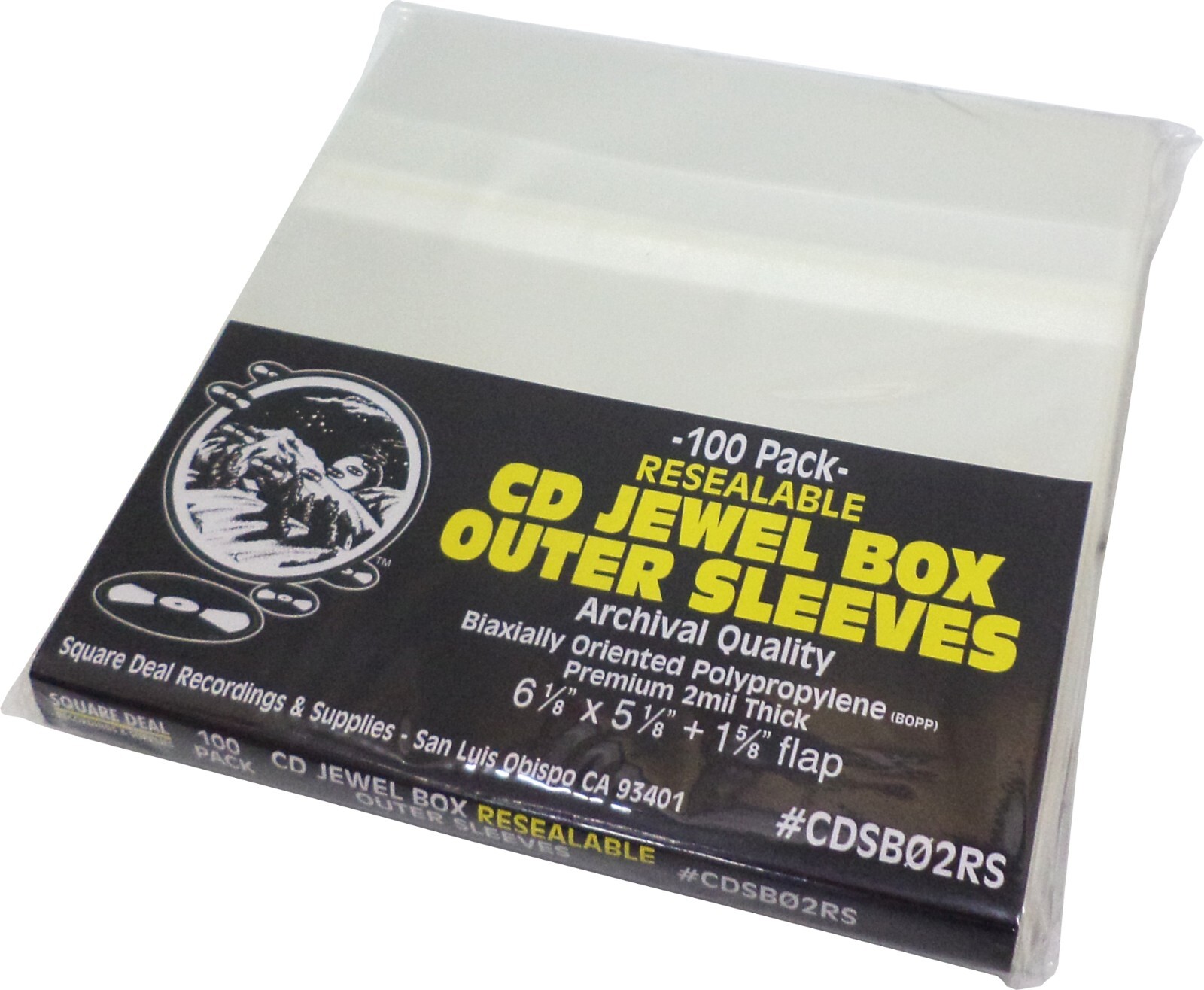 (100) CD Sleeves - PREMIUM 2mil RESEALABLE - Standard Archival Bags #CDSB02RS