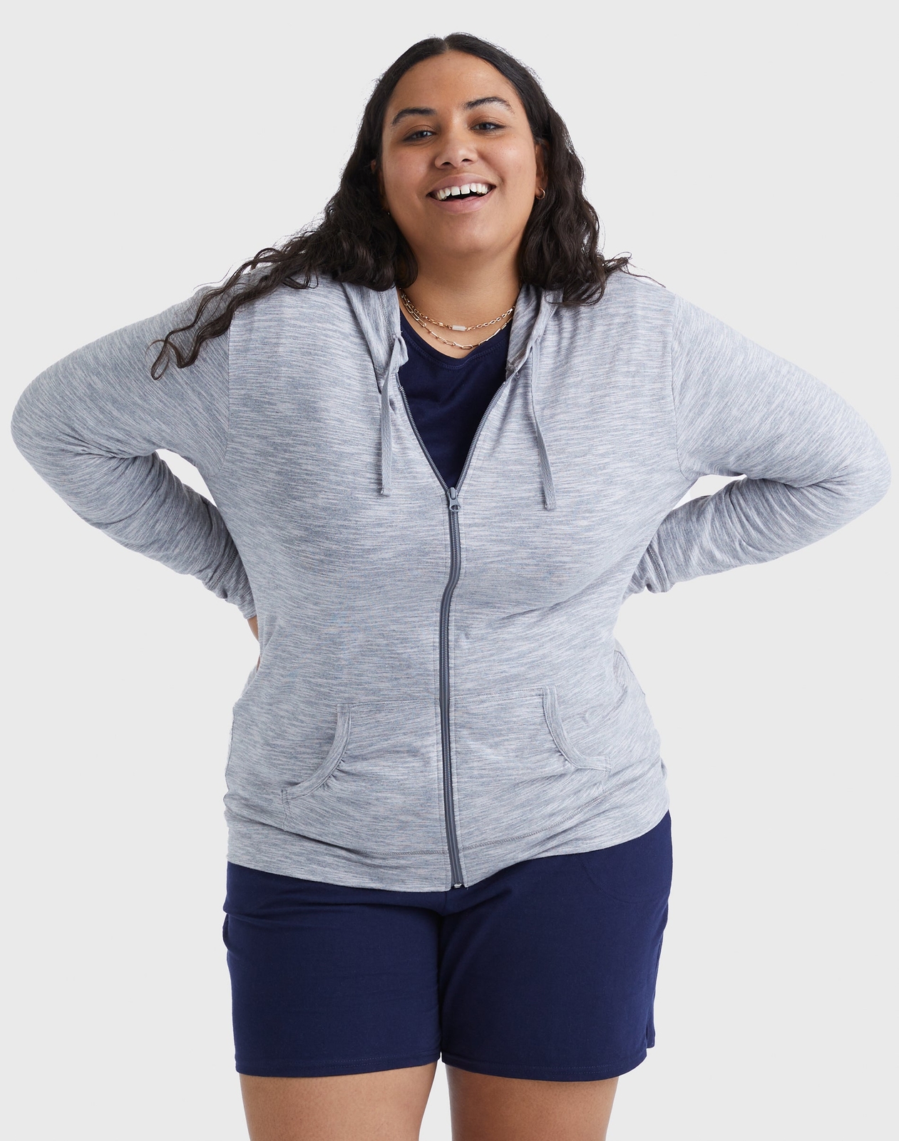 Just My Size Hoodie Women Full-Zip SlubCotton Lightweight Jersey Packets 1XL-5XL