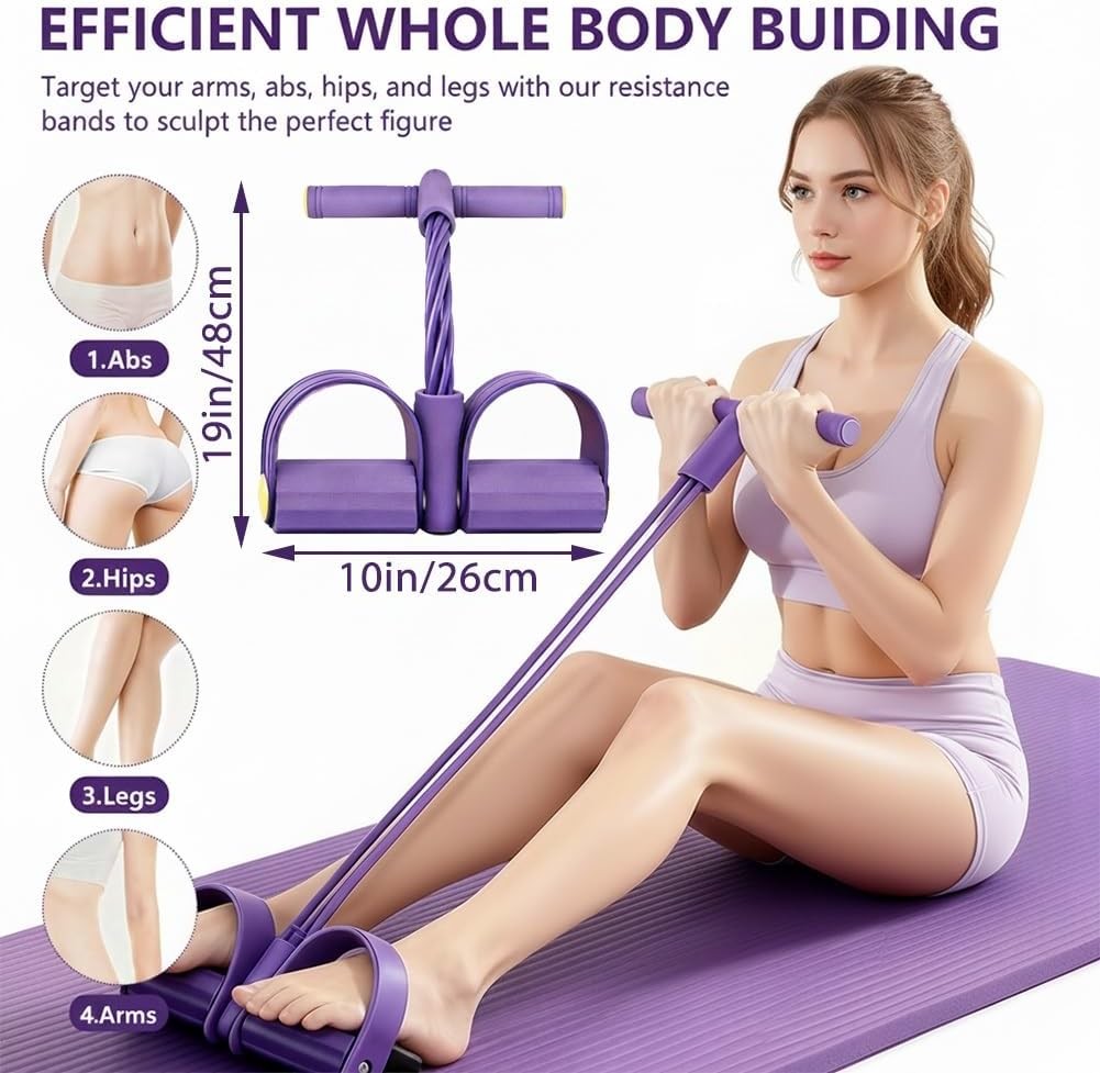 6 Tube Pedal Resistance Band Device,Foot Pedal Resistance Band with Handle Women