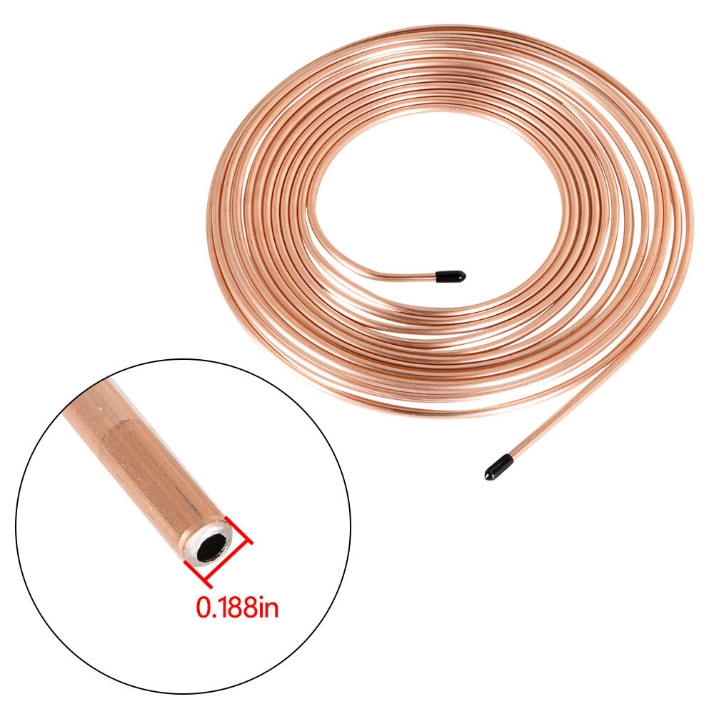 LABLT 25Ft Roll Coil of 3/16'' OD Copper Nickel Brake Line Tubing Kit 16 Fitting