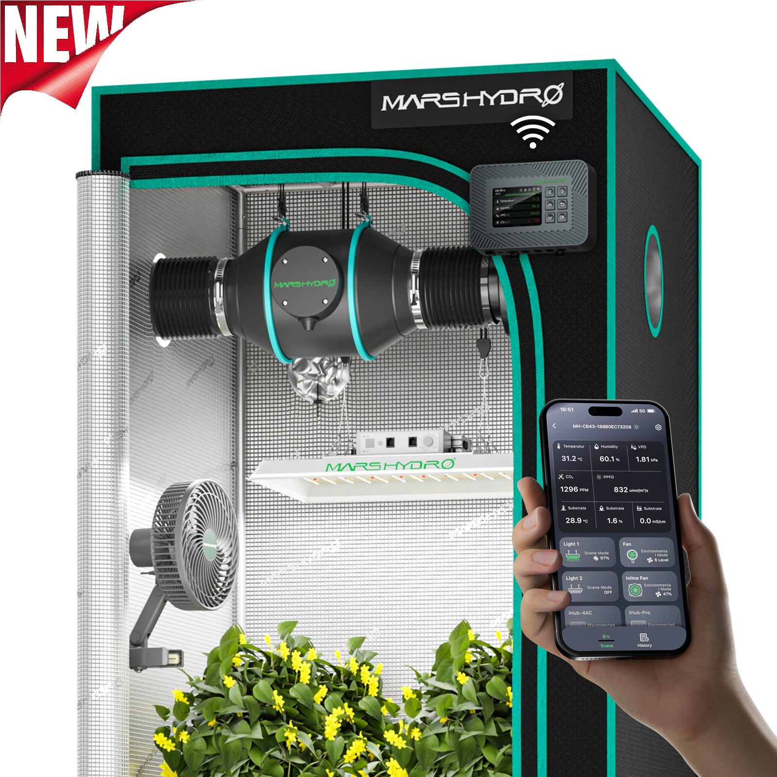 2025 Mars Hydro Smart Grow Tent Kits 2.6X2.6ft|150W LED|iControl Controller-APP