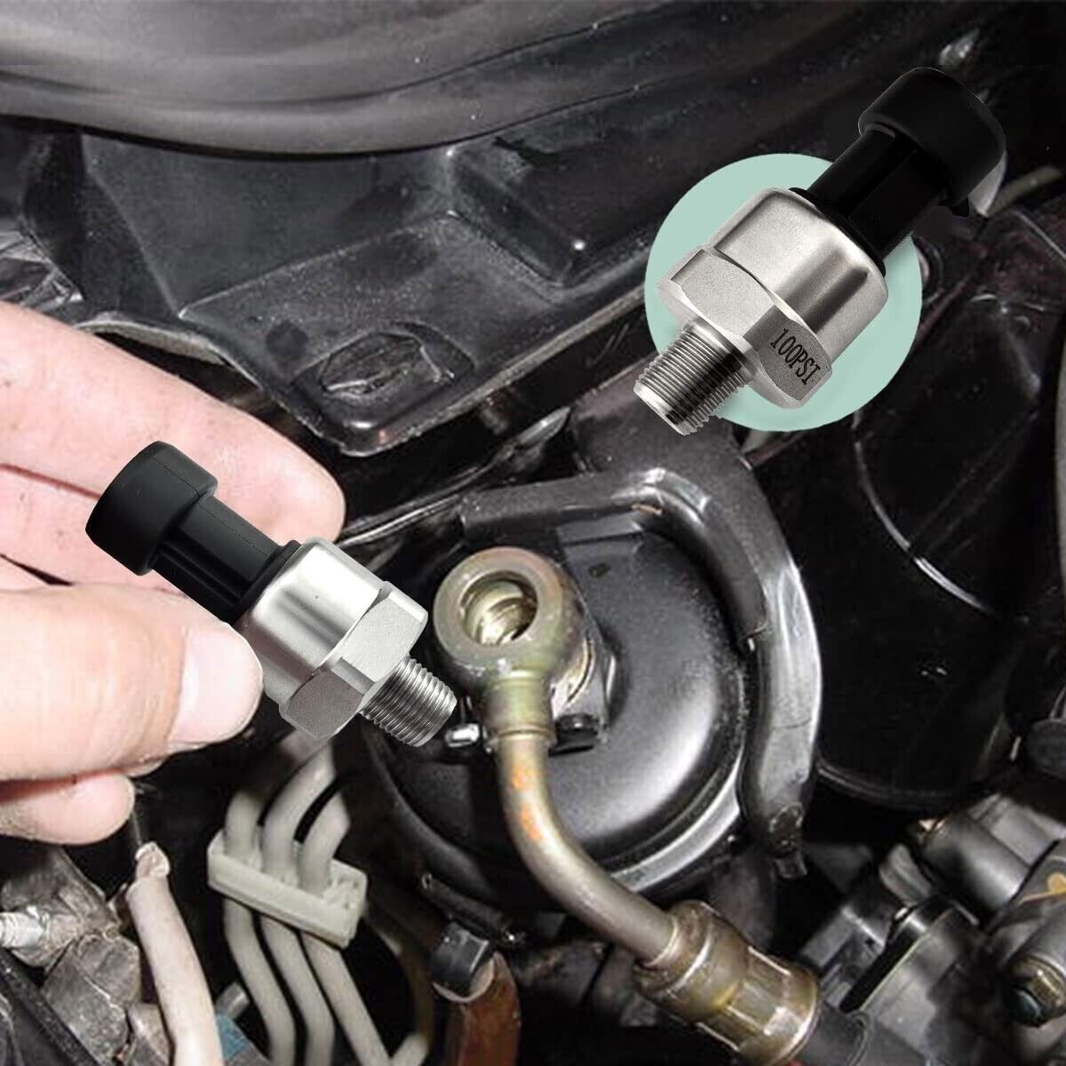 Stainless 100PSI Fuel Oil AIR Pressure Sensor Sender Connector pigtail 1/8" NPT