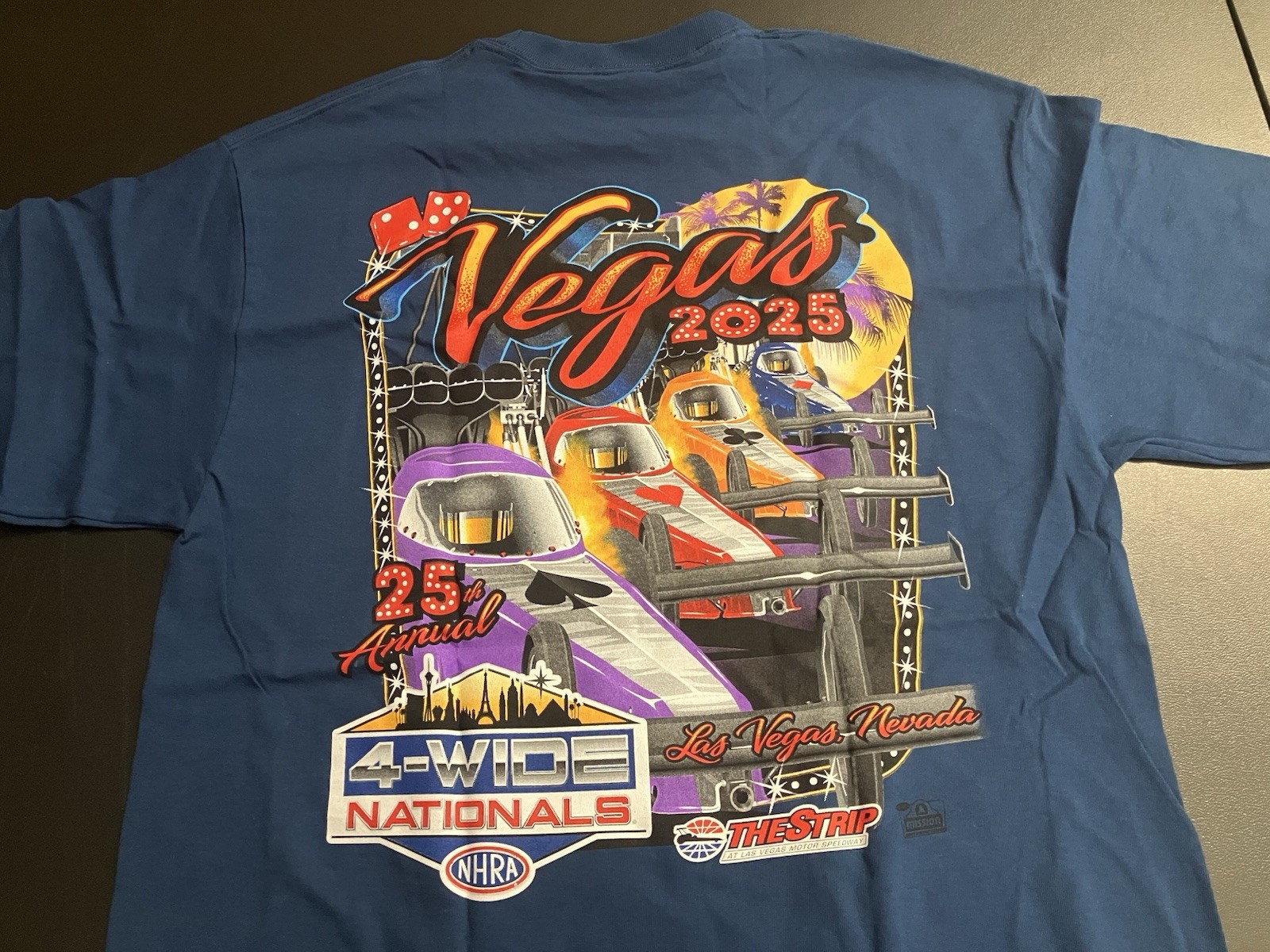 NHRA DRAG RACING OFFICAL 2025 LAS VEGAS 4 WIDE NATIONALS EVENT SHIRT SIZE LARGE
