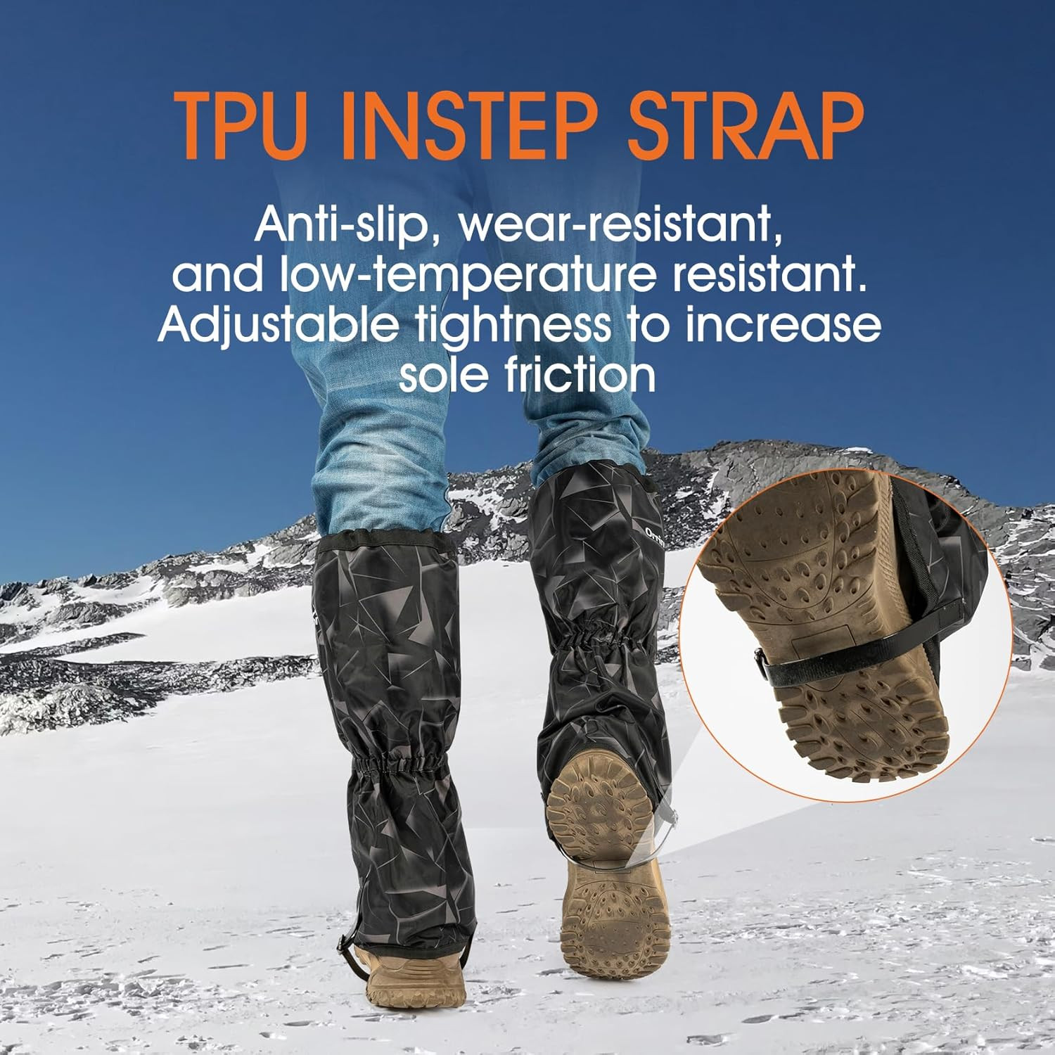 Waterproof Adjustable Leg Gaiters for Men and Women Snow Boot Gaiters for Hiking