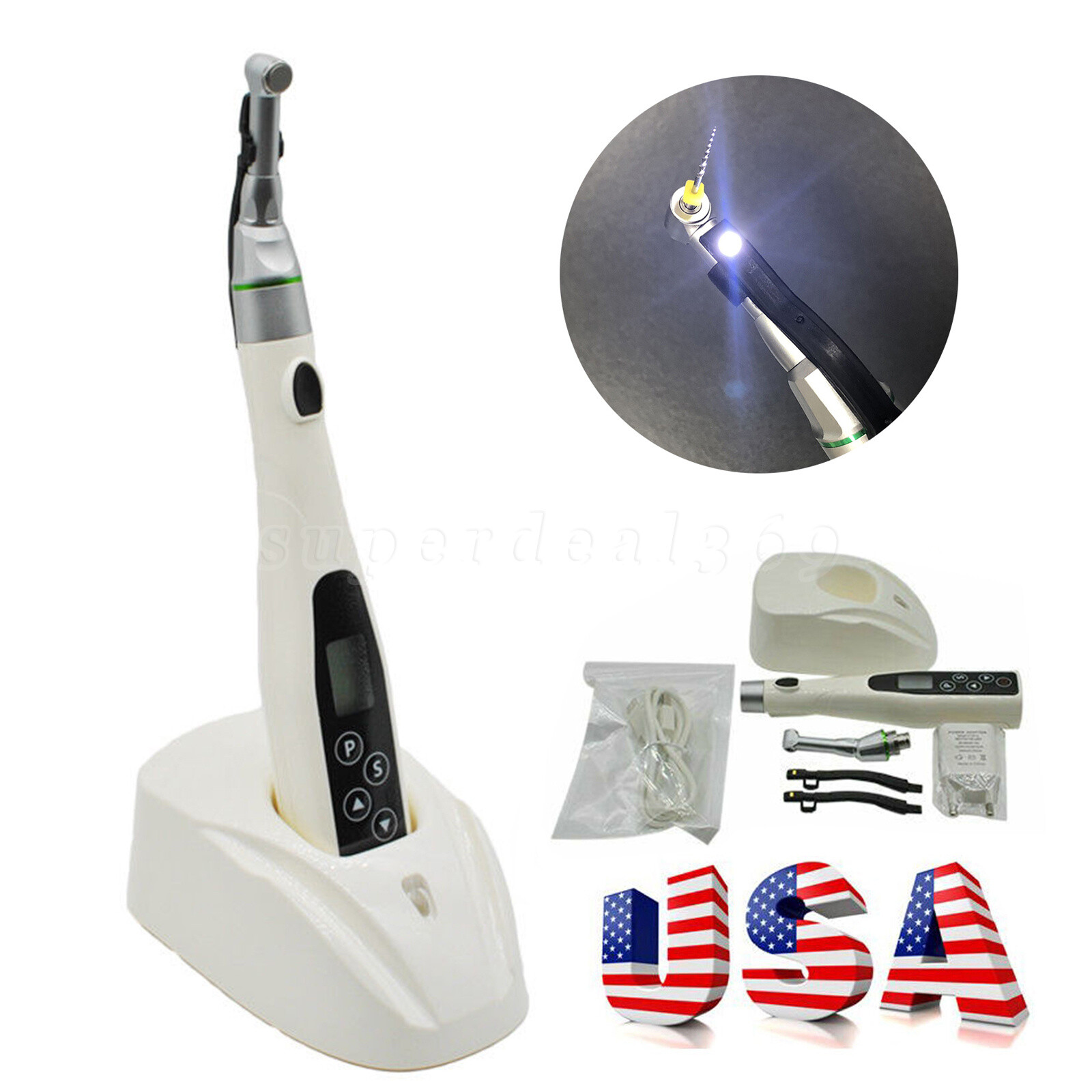 Dental LED Endo Motor Treatment Cordless 16:1 Reduction Contra Angle Handpiece
